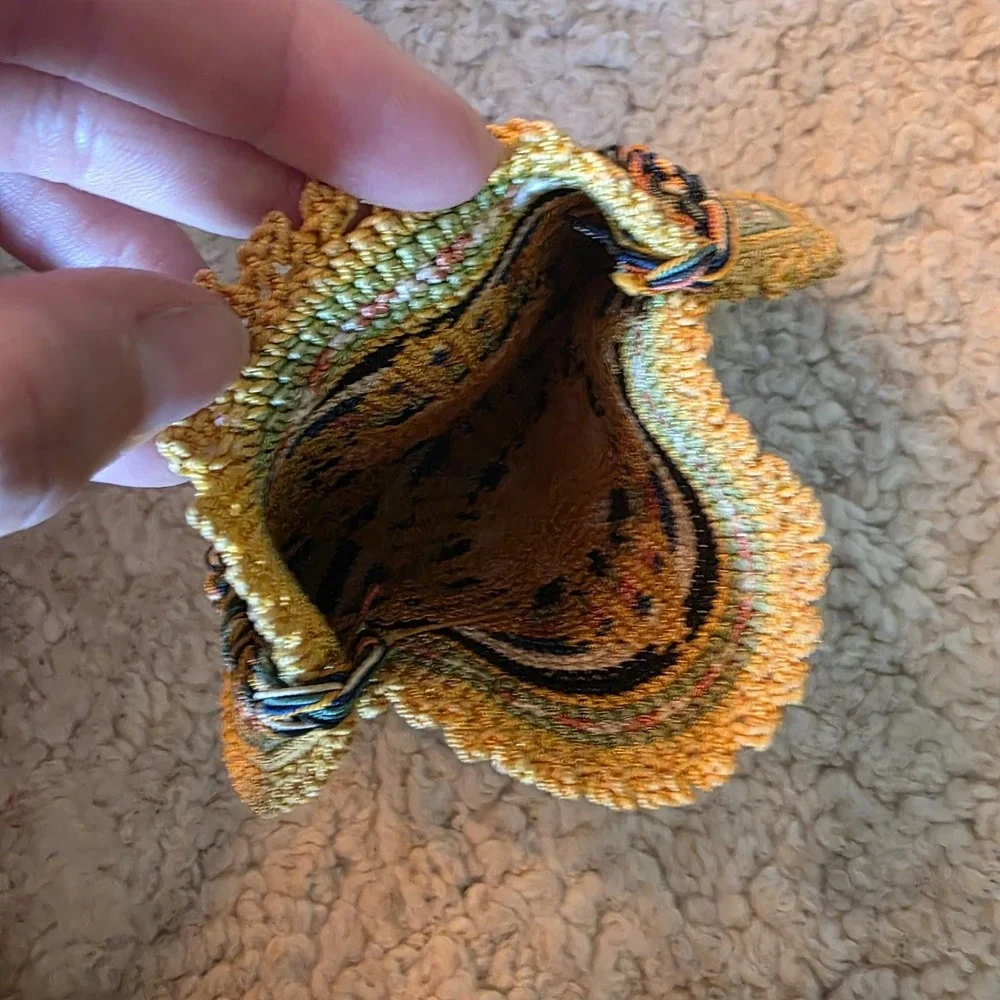 Vintage Knitted Round Boho Ethnic Bag Tribal Artisan Folk Retro Circle Gypsy
